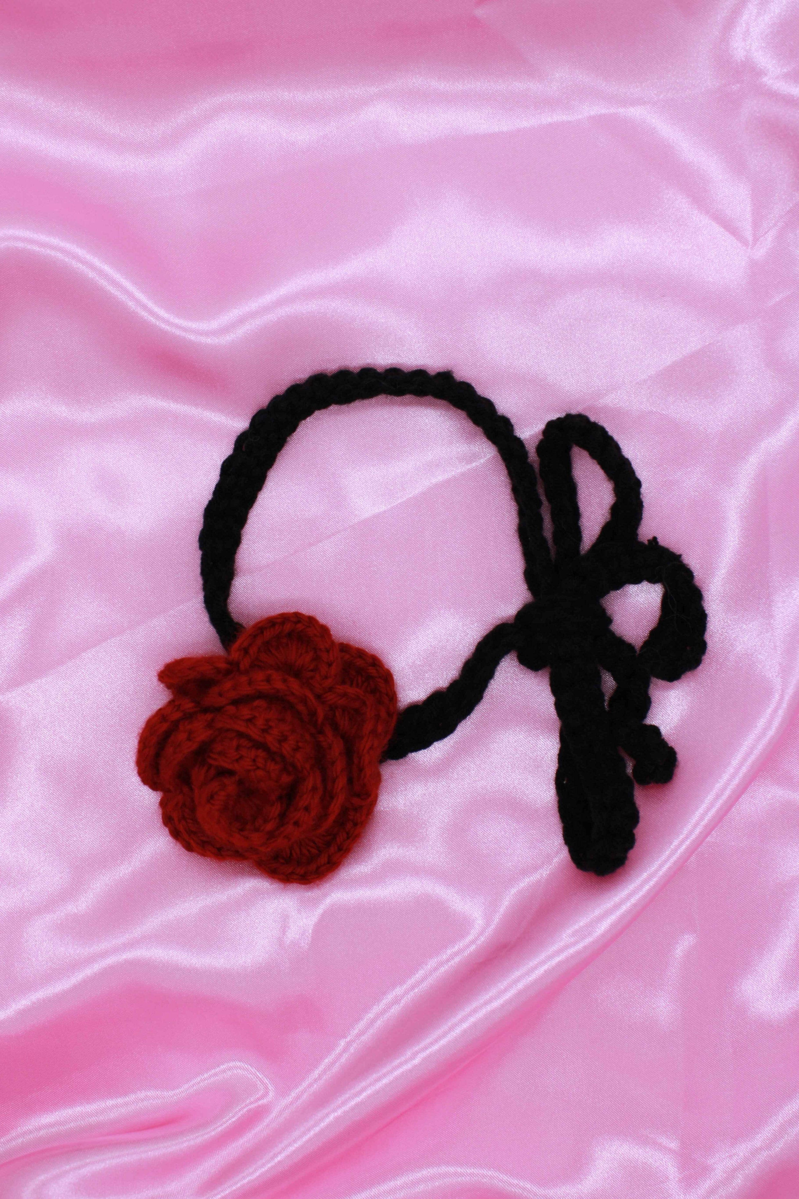 Crochet Red Rose Choker.