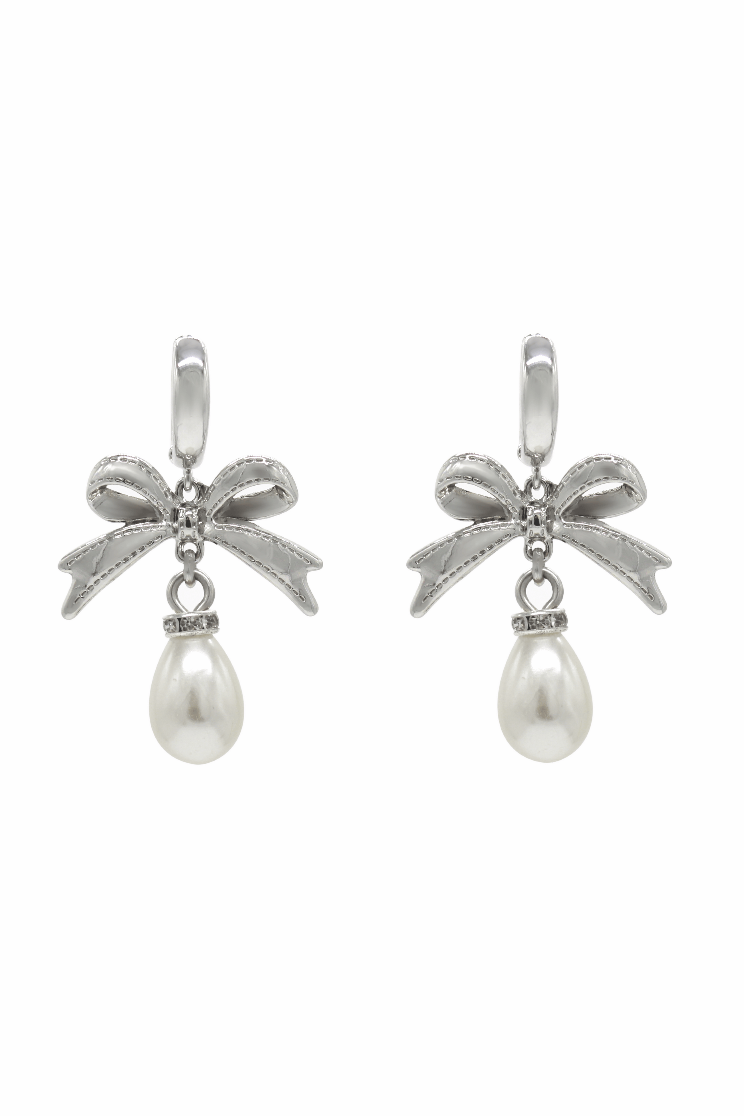 Bow Pearl Drop Earrings.