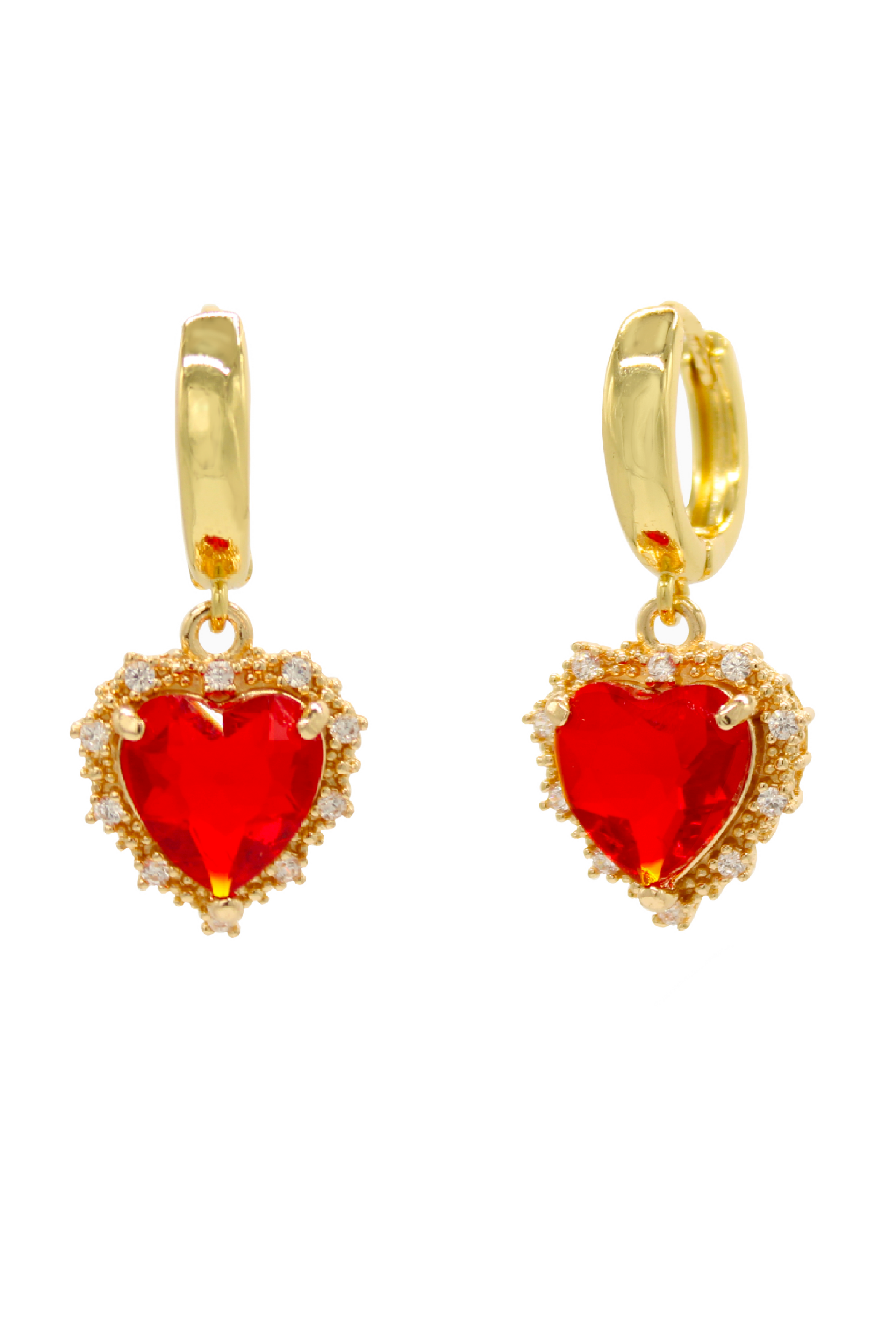 Bella - Earrings With Red Heart Pendant