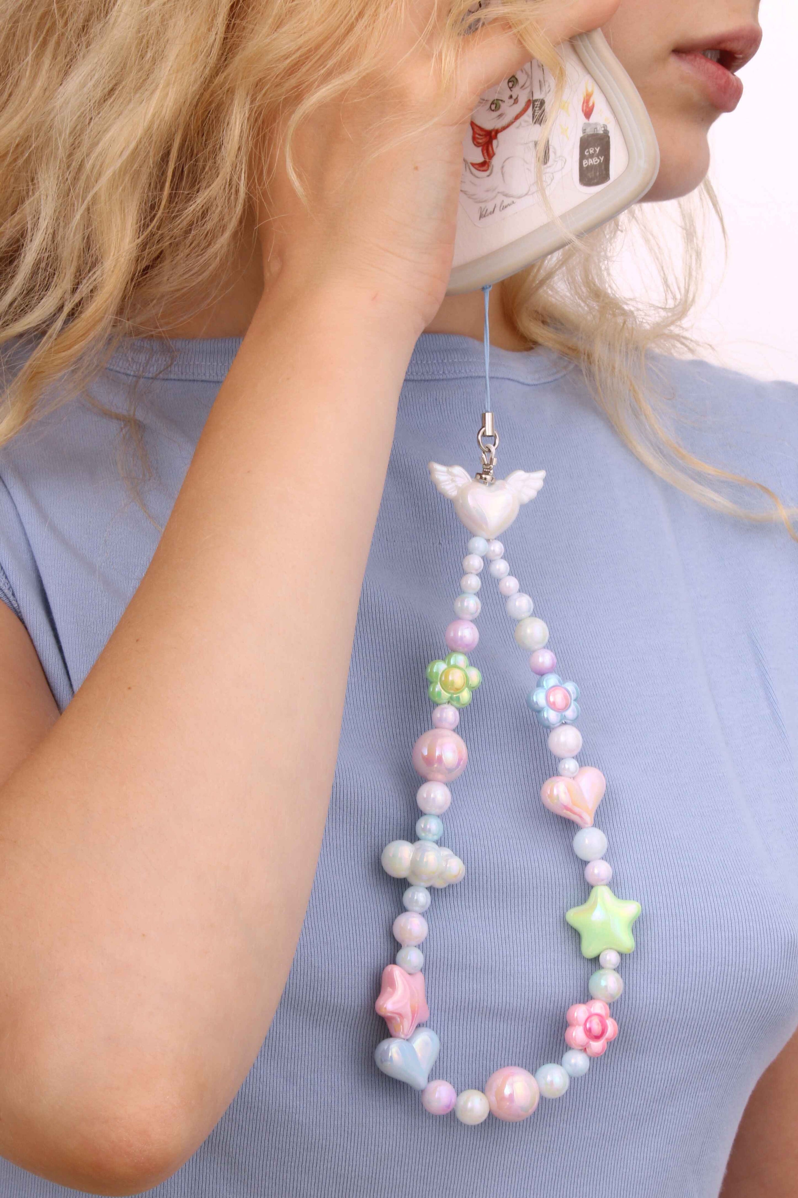 Kawaii - Multicolor Various Shape Beads Phone Strap 8.0ā³.