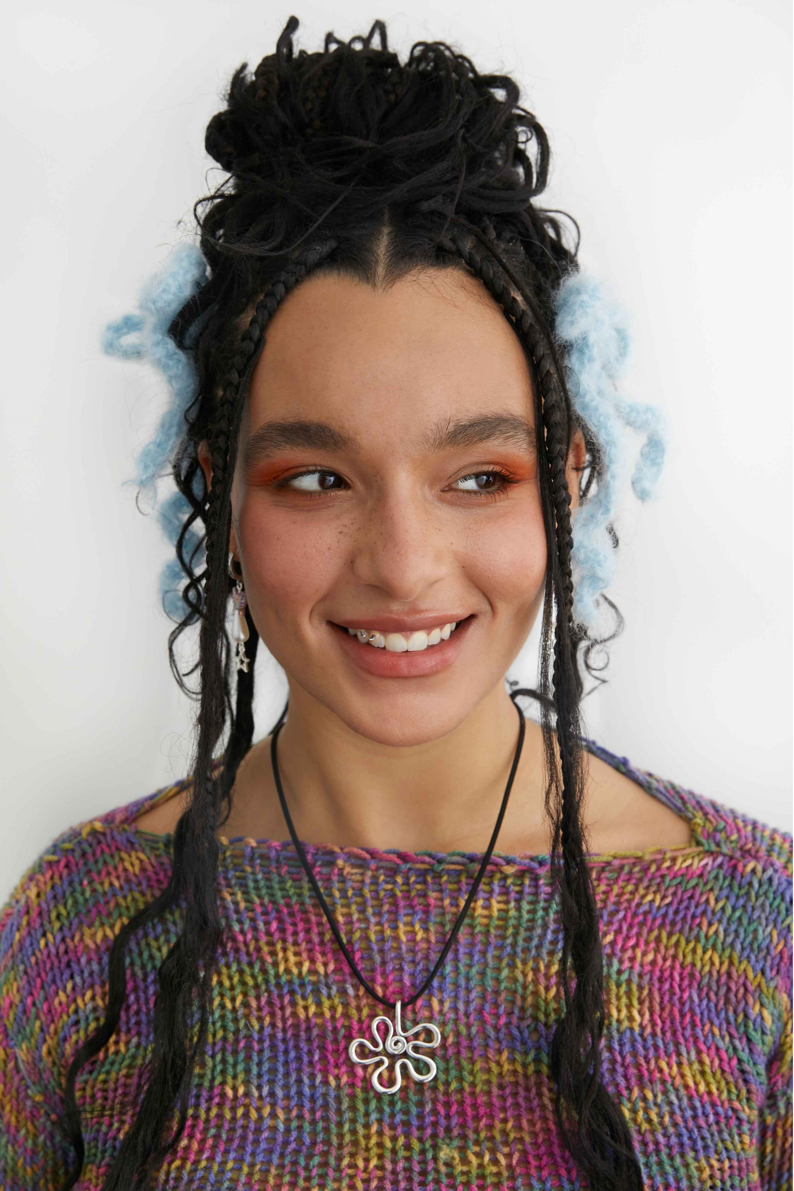 Phoebe Flower - Black Suede Cord Necklace With Steel Flower Charm 18″.