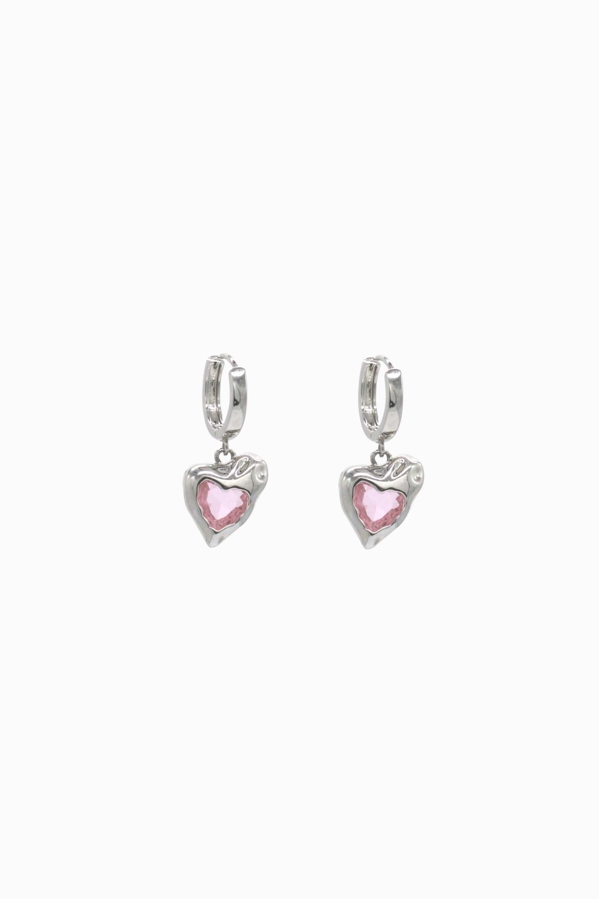 HEART STATEMENT EARRING IRIDESCENT BLUSH PINK
