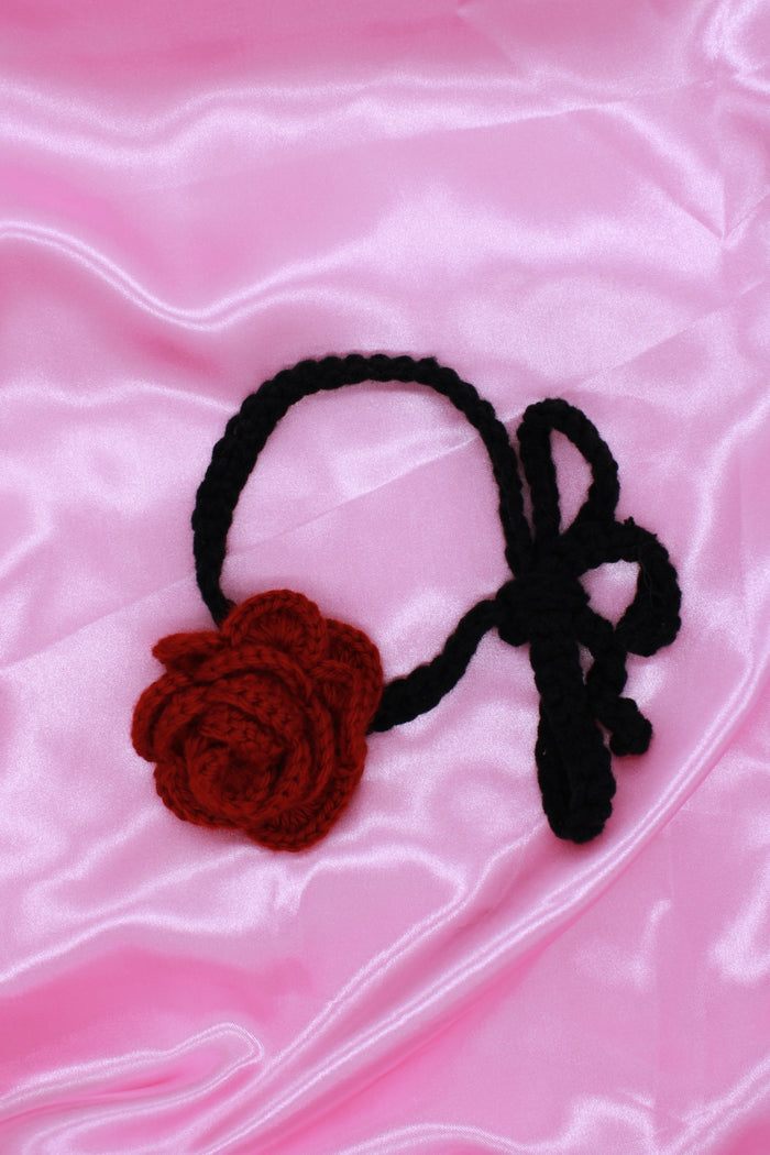 Crochet Red Rose Choker