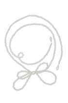Pearl Bow Wrap Necklace 42.5"