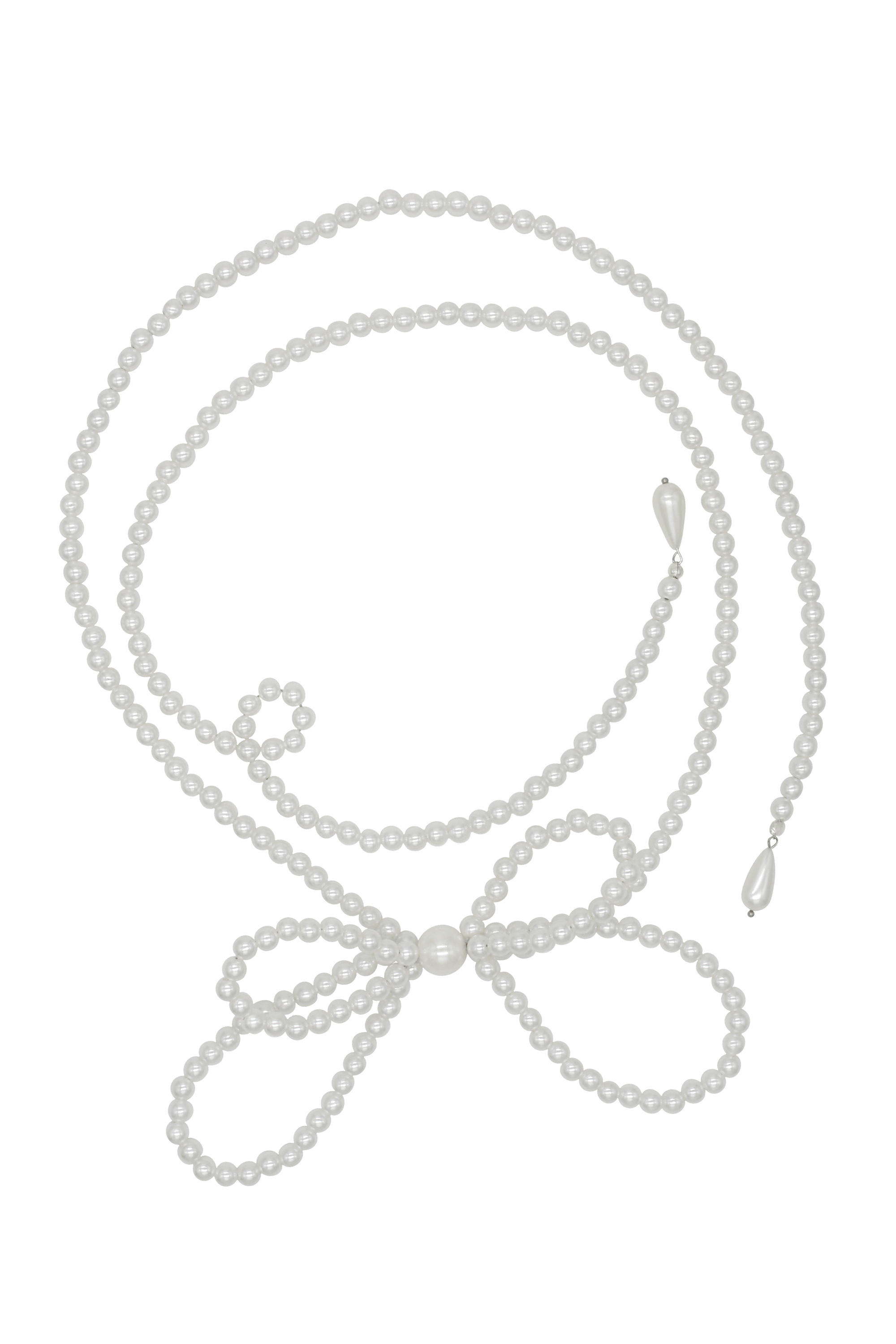 Pearl Bow Wrap Necklace 42.5"