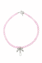 Bow Pink Pearls Necklace.