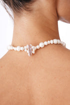 Teresa - Natural Pearls Statement Necklace With Seashell Pendant 16.5"