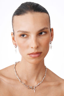 Sparkle Earrings - Huggie Earrings With Silver Sparkle Charm 1.3″