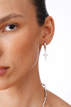 Sparkle Earrings - Huggie Earrings With Silver Sparkle Charm 1.3″