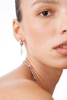 Sparkle Earrings - Huggie Earrings With Silver Sparkle Charm 1.3″