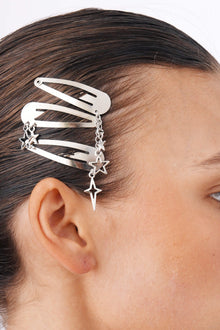 Steel Snap Hair Clips With Star Charms