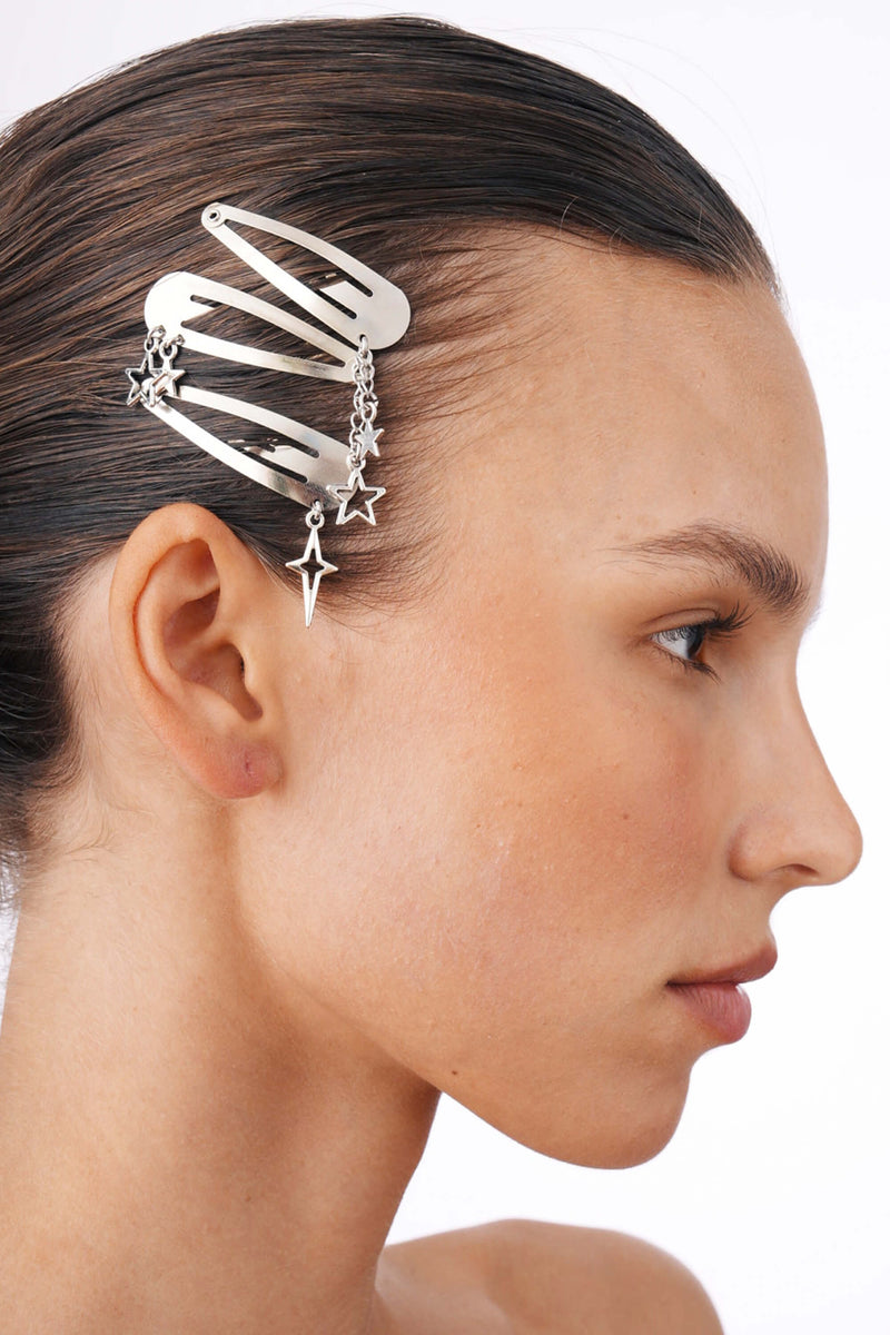 Steel Snap Hair Clips With Star Charms