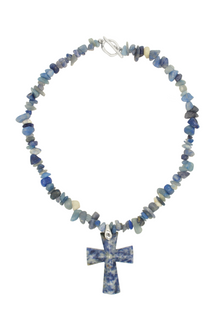 Blue Jasper Cross Necklace.