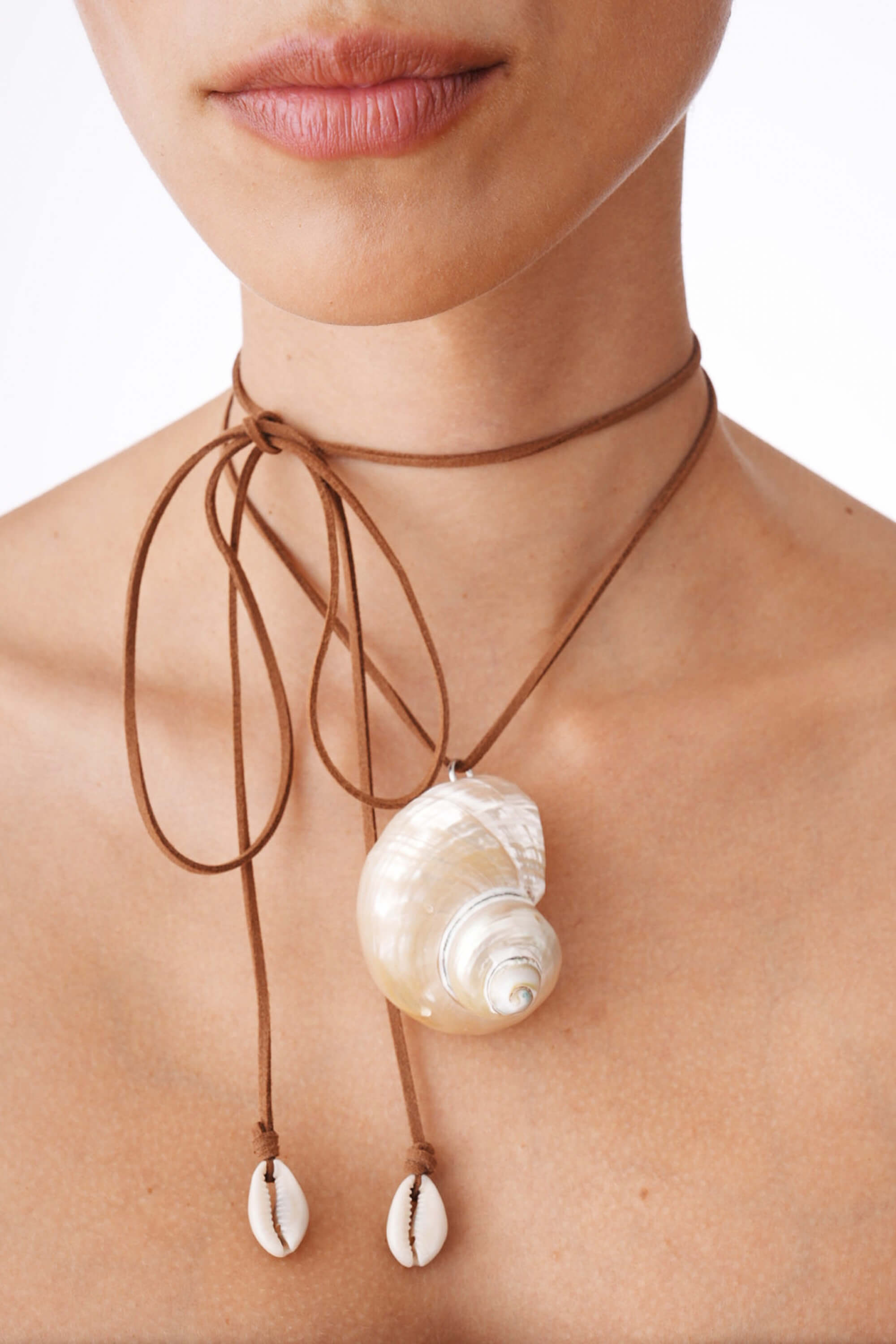 Seashell Suede Wrap Necklace