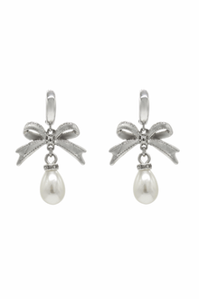 Bow Pearl Drop Earrings.