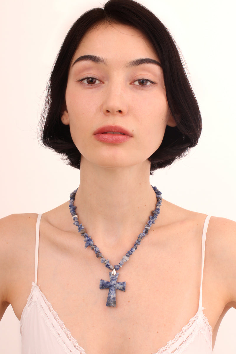 Blue Jasper Cross Necklace