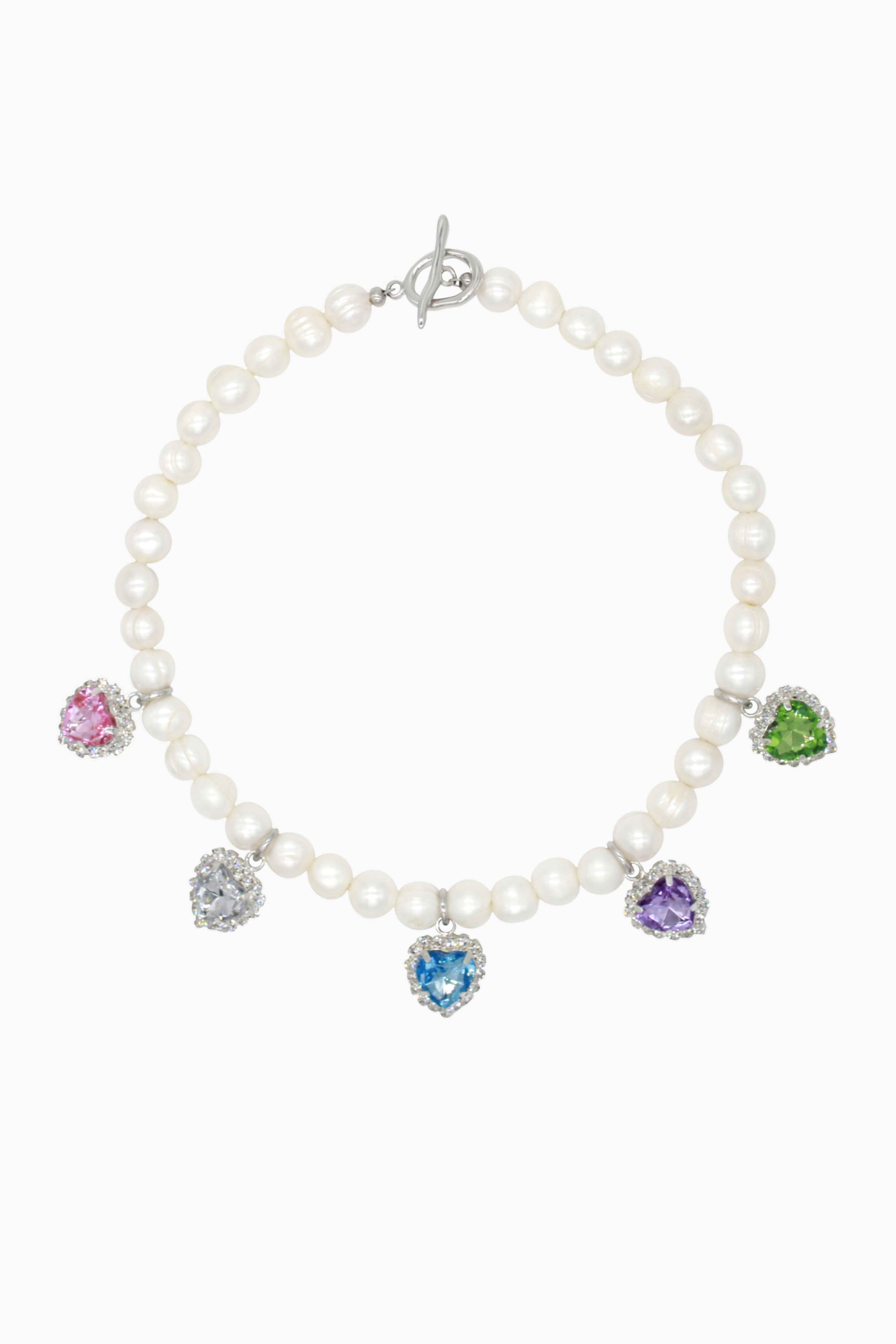 Gem Heart Pearls Necklace