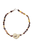 Mookaite Necklace With Ceramic Shell Pendant 16.5"