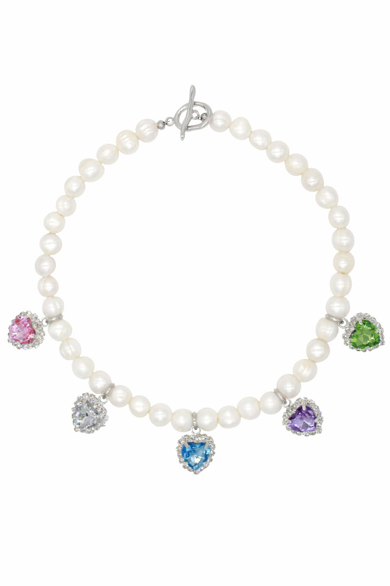 Gem Heart Pearls Necklace.