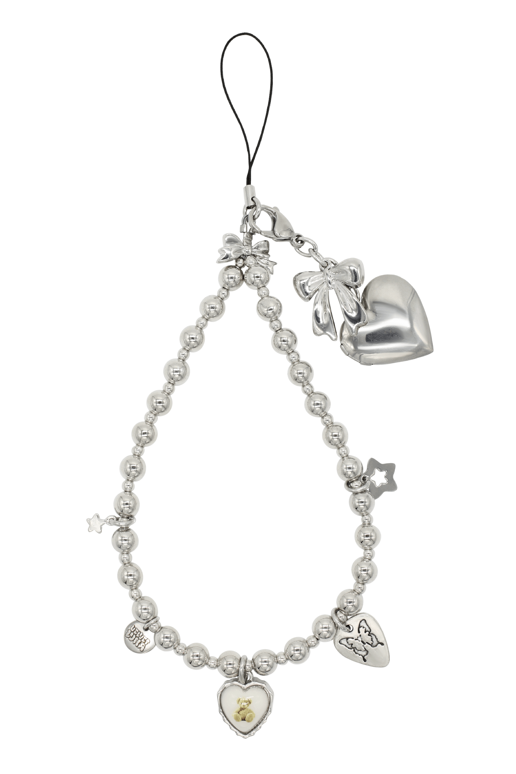 Silver Heart Locket Phone Strap