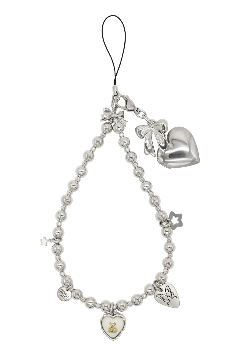 Silver Heart Locket Phone Strap