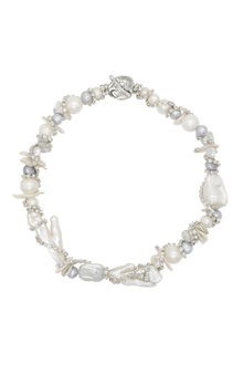 Miria - Rhinestone and Pearl Necklace 15.7"