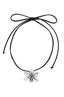 Lily - Choker Suede Necklace With Orchid Pendant 13″