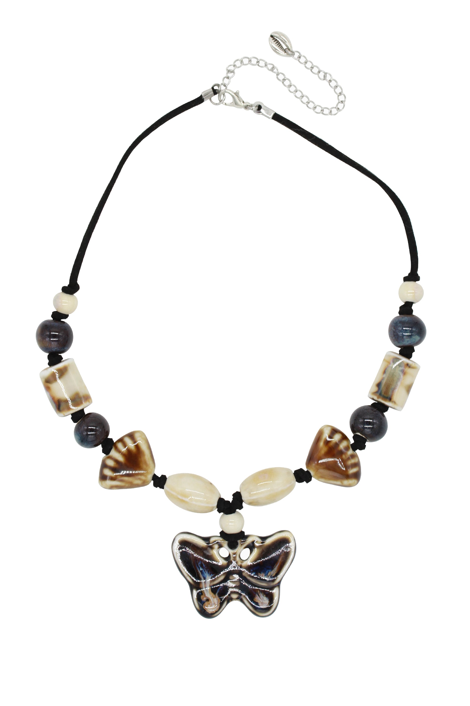 Ceramic Butterfly Suede Necklace.