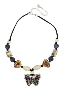 Ceramic Butterfly Suede Necklace.