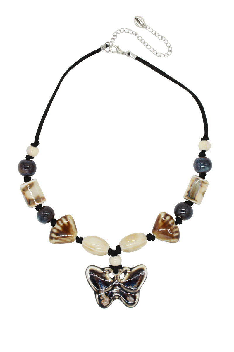 Ceramic Butterfly Suede Necklace.