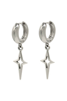 Sparkle Earrings - Huggie Earrings With Silver Sparkle Charm 1.3″