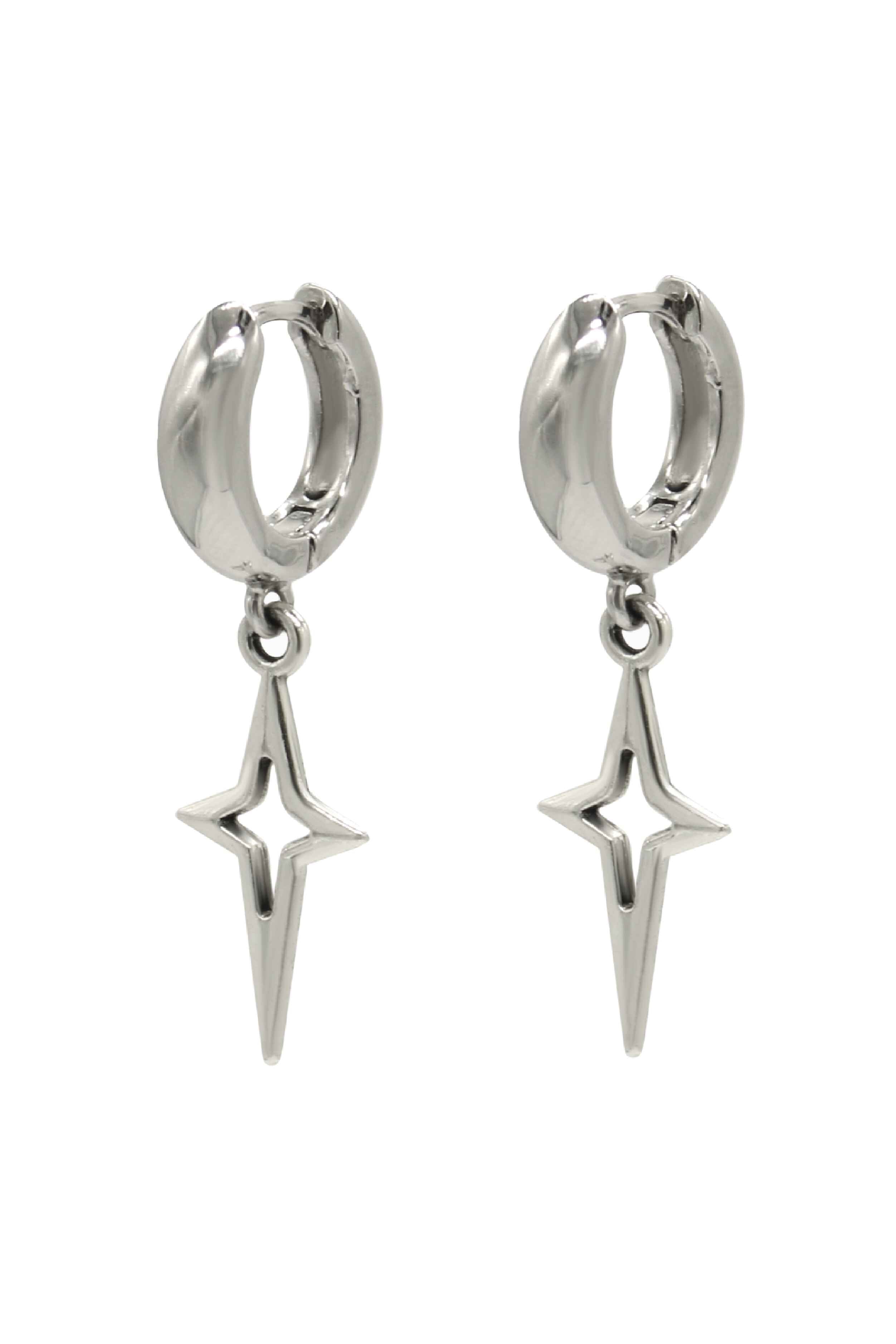 Sparkle Earrings - Huggie Earrings With Silver Sparkle Charm 1.3″