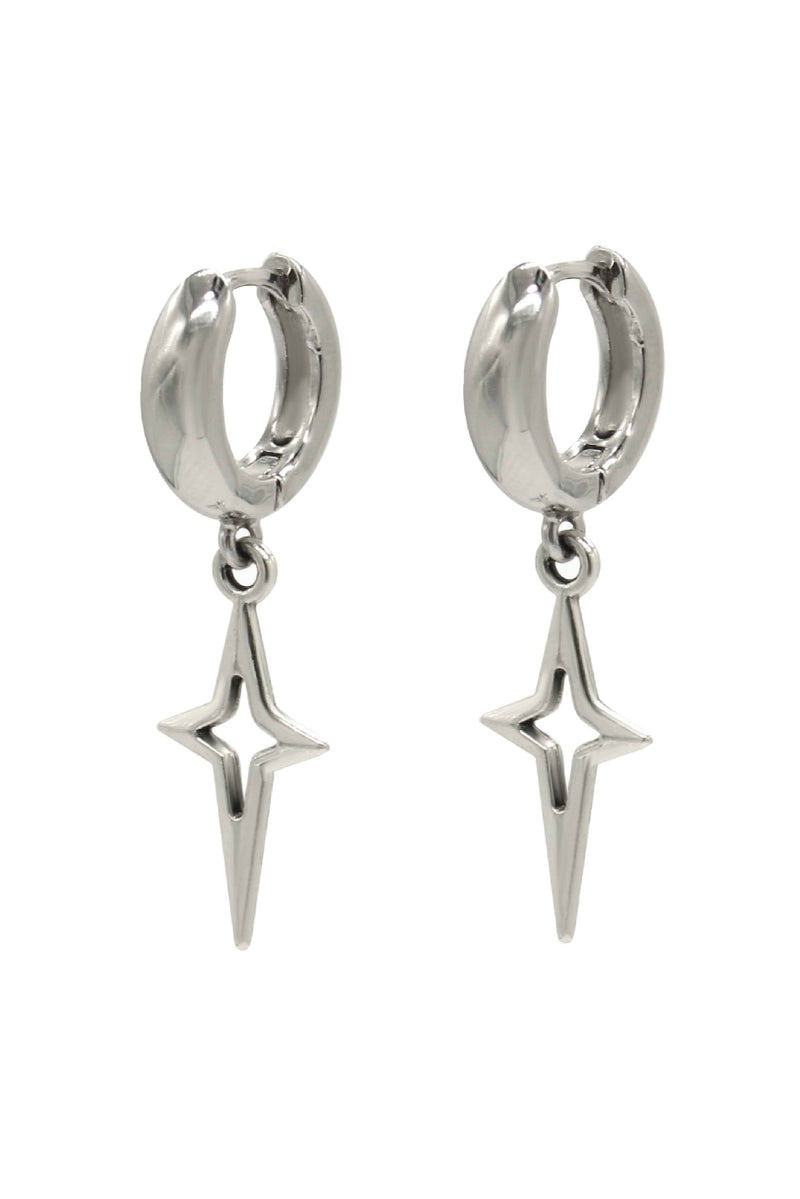 Sparkle Earrings - Huggie Earrings With Silver Sparkle Charm 1.3″
