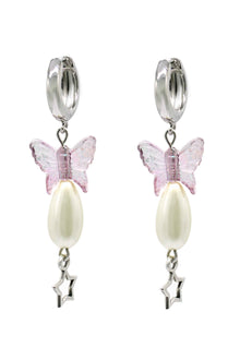 Siena Earrings - Pearl Earrings With Butterfly Charm 1.5″