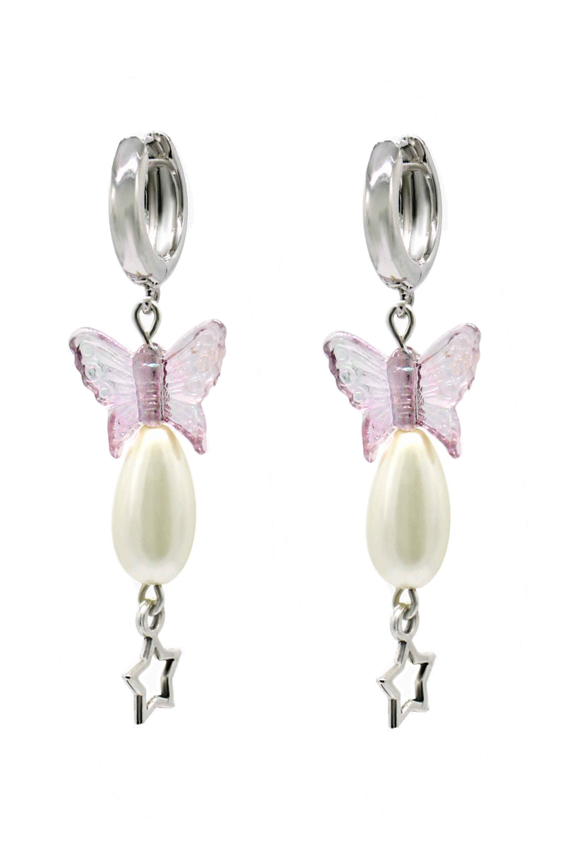 Siena Earrings - Pearl Earrings With Butterfly Charm 1.5″