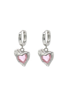 Liquid Pink Heart Earrings.