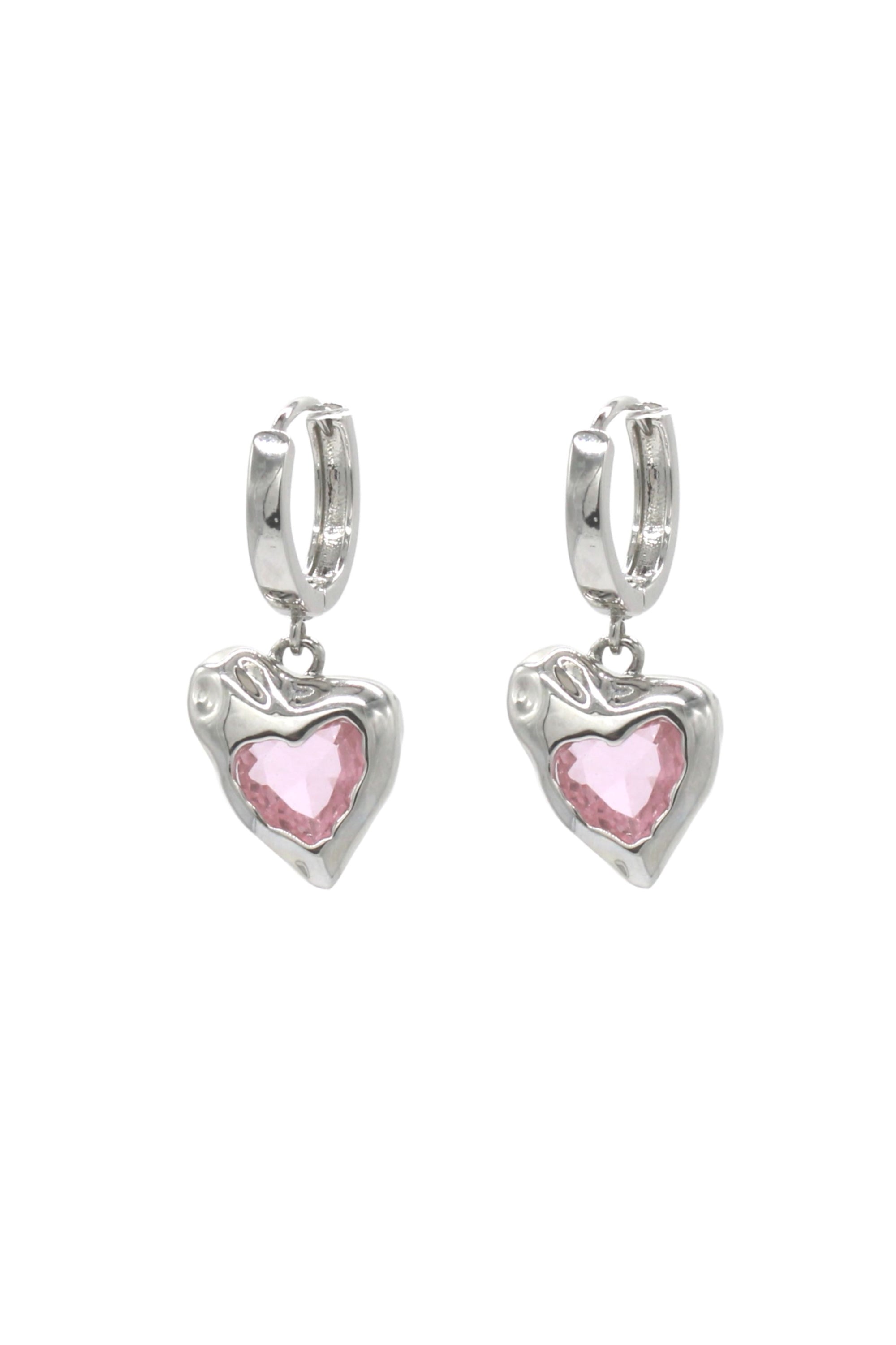 Liquid Pink Heart Earrings