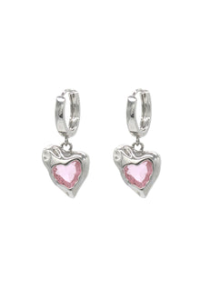 Liquid Pink Heart Earrings
