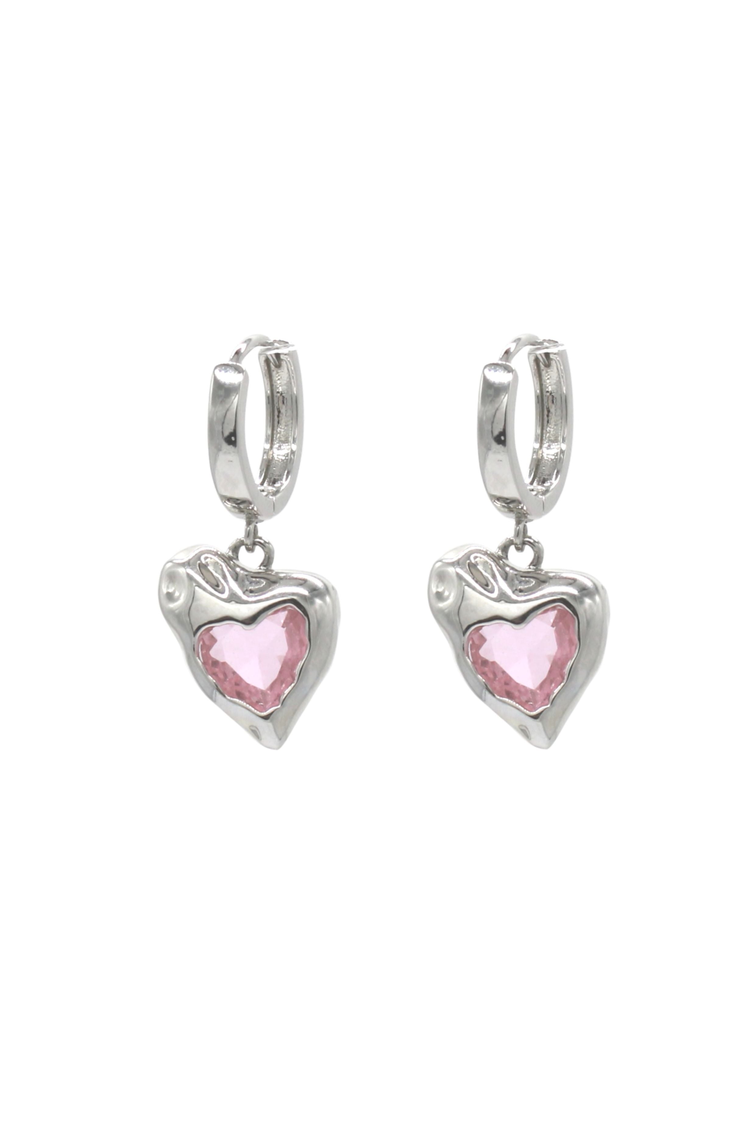 Liquid Pink Heart Earrings