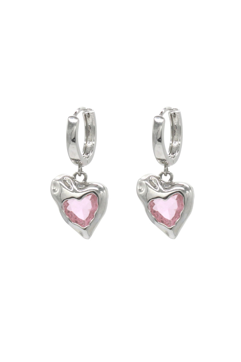 Liquid Pink Heart Earrings