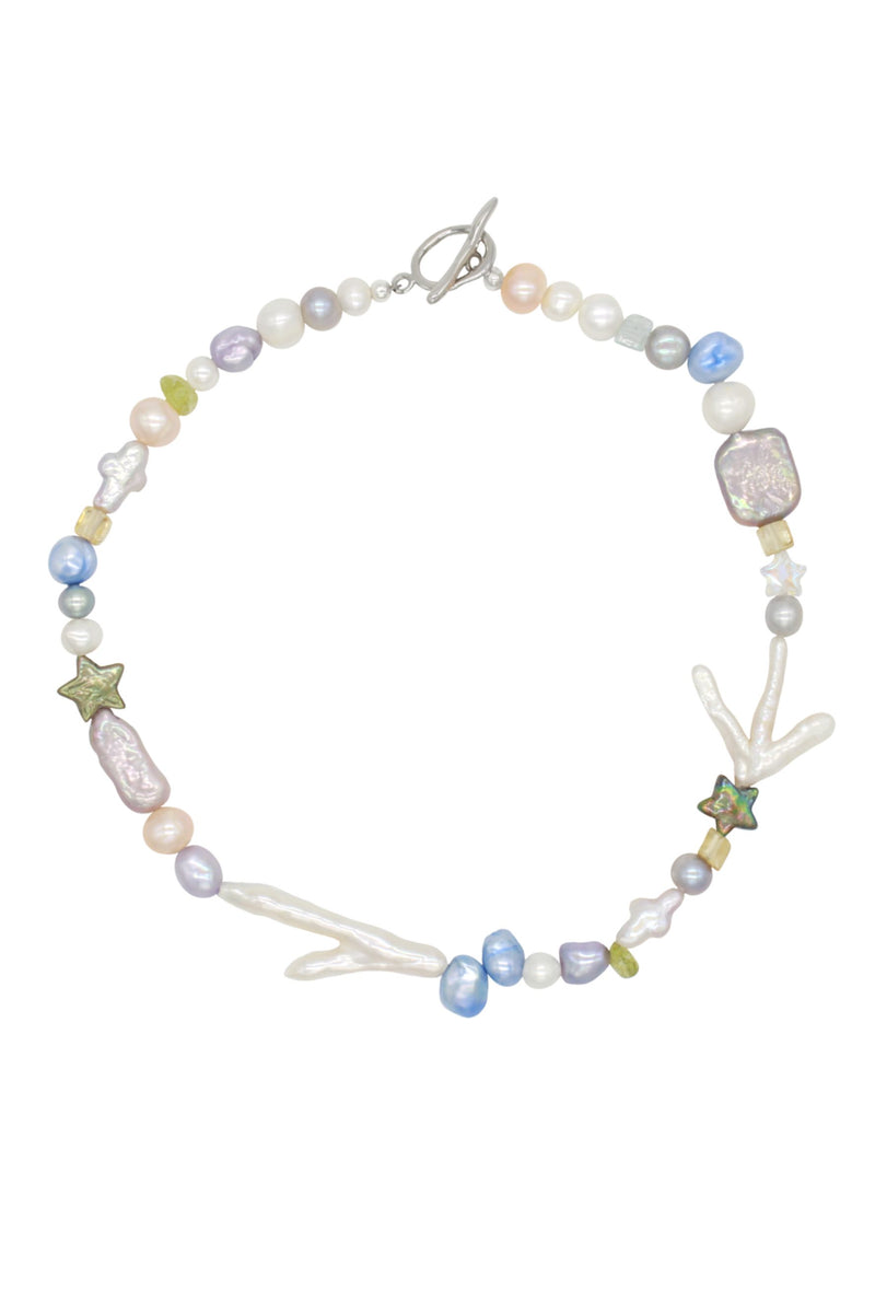 Nymph - Irregular Shape Multicolor Pearl Necklace 15″