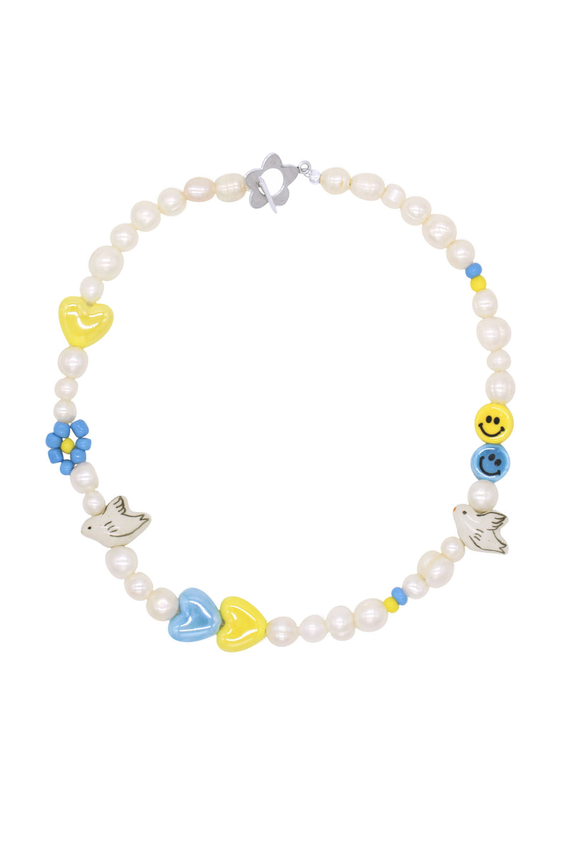 Slava Ukraine - Freshwater Pearl Necklace 16"
