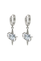 Cosmo Sparkle - Huggie Earrings With Heart Sparkle Charm 1.3″