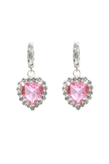 Bella - Silver Earrings With Heart Pendant 1.5″.