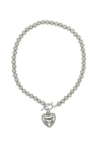 Estelle - Steel Beads Necklace With Acrylic Heart Charm 16.5″.