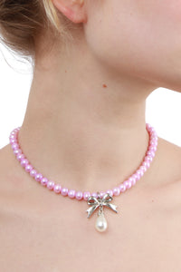 Bow Pink Pearls Necklace