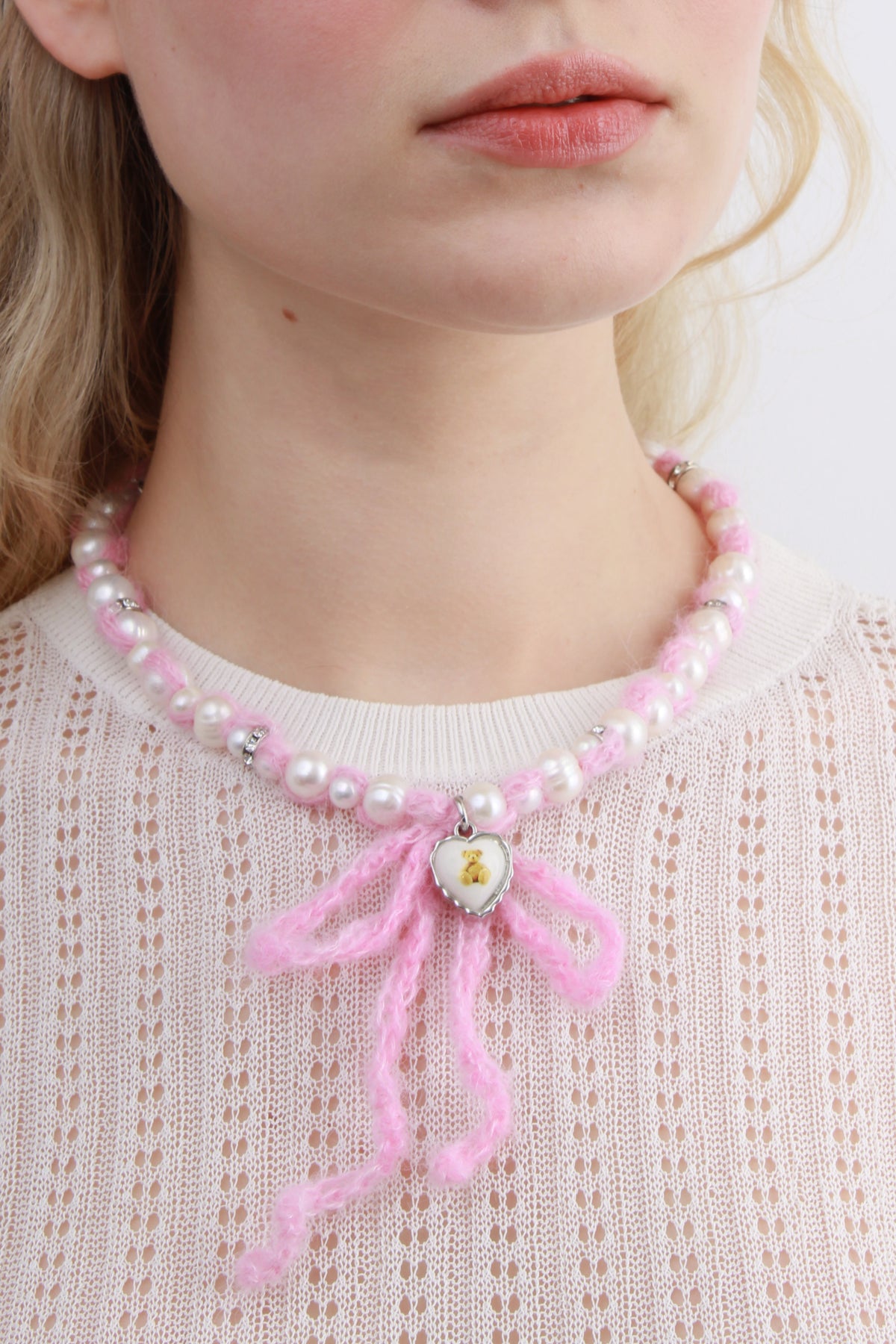 Crochet Blue Cashmere Pearls Necklace
