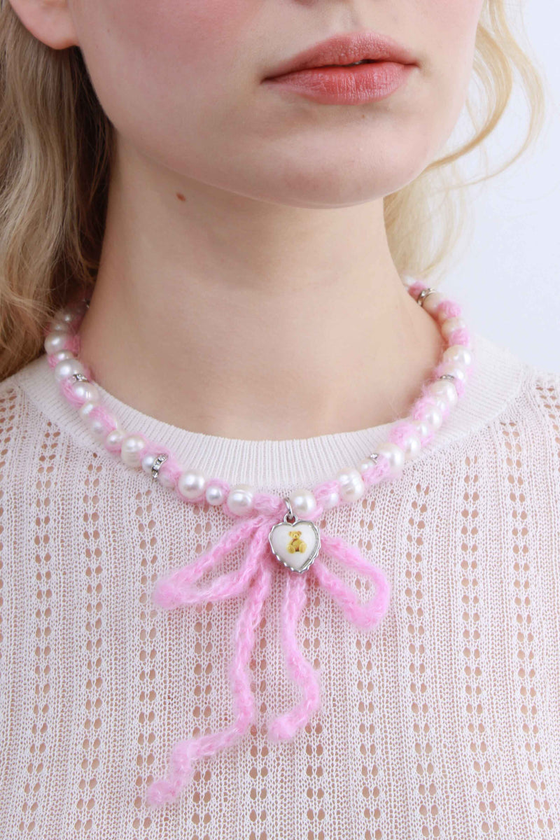 Crochet Cashmere Pearls Necklace.