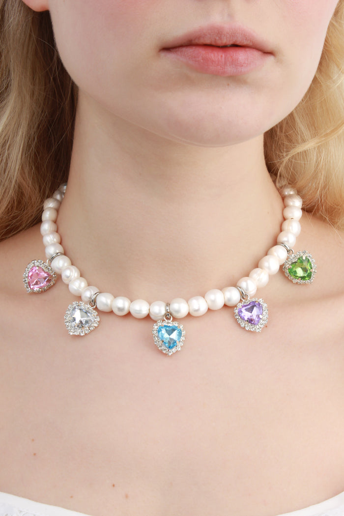 Gem Heart Pearls Necklace