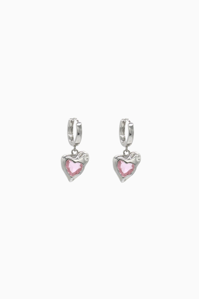 Liquid Pink Heart Earrings
